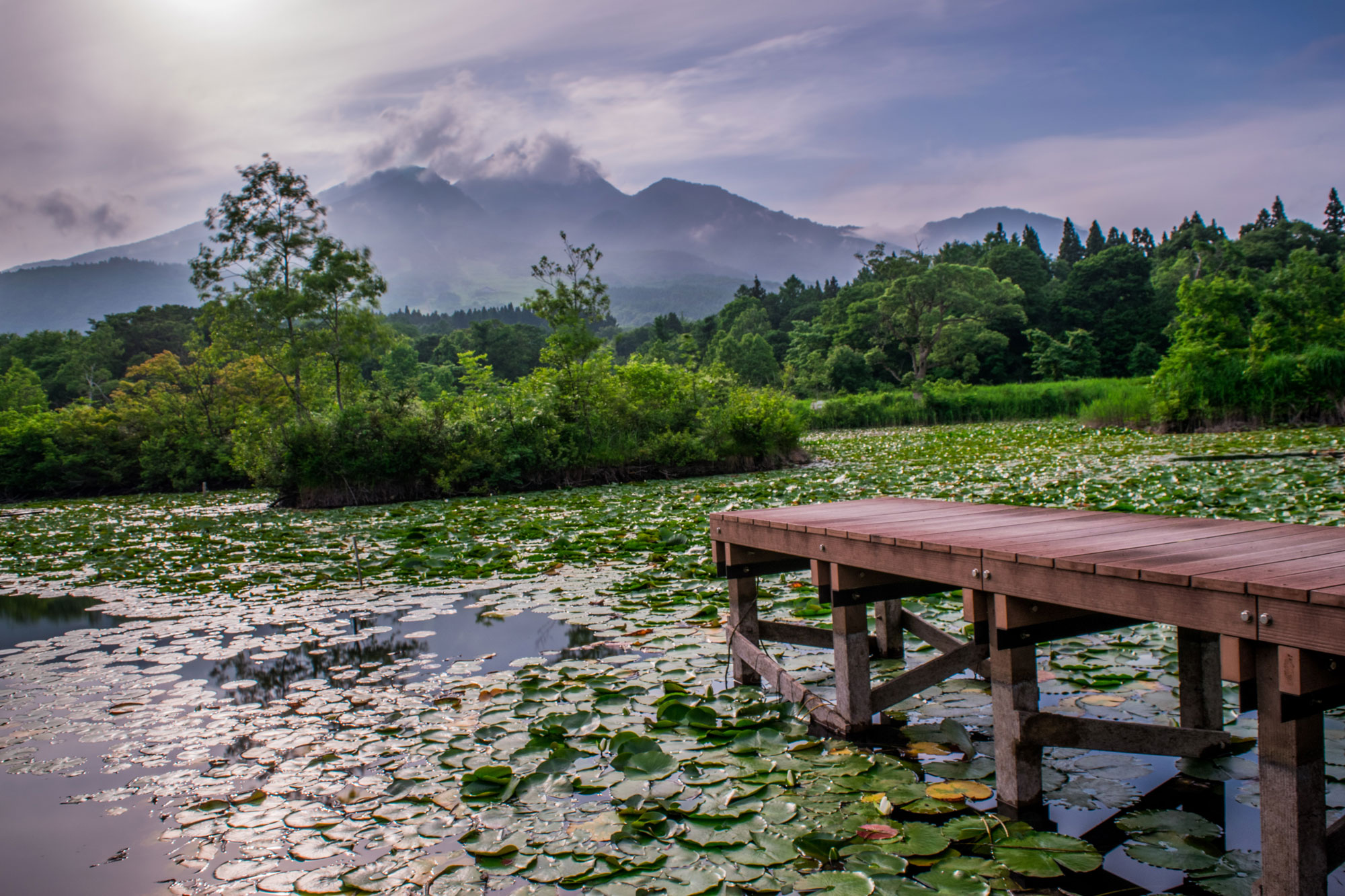 Imori Pond with Mount Myoko reflected in still water